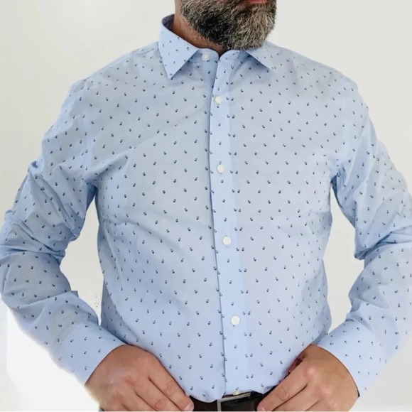 Banana republic Non-iron standard fit light blue flower button down shirt med - Picture 8 of 8